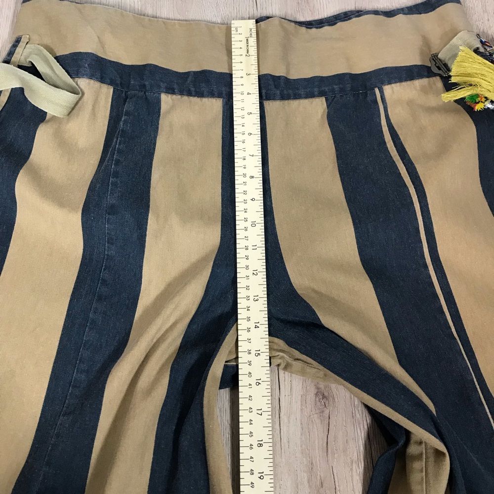 Free People Marjorie Wide-Leg Pants High Waist Tan/Black Striped Women’s size M - Picture 11 of 15